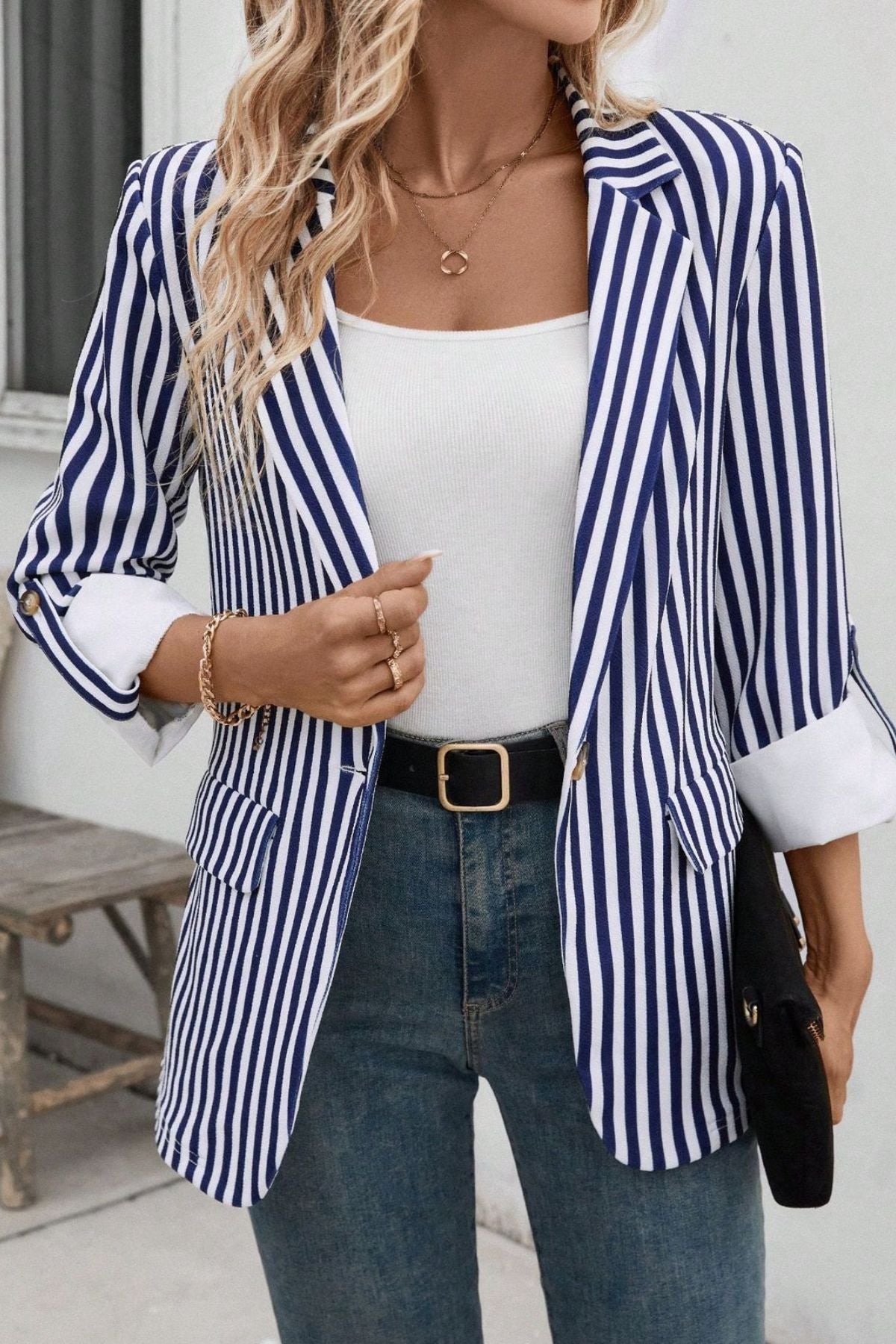 Azure Stripes Blazer